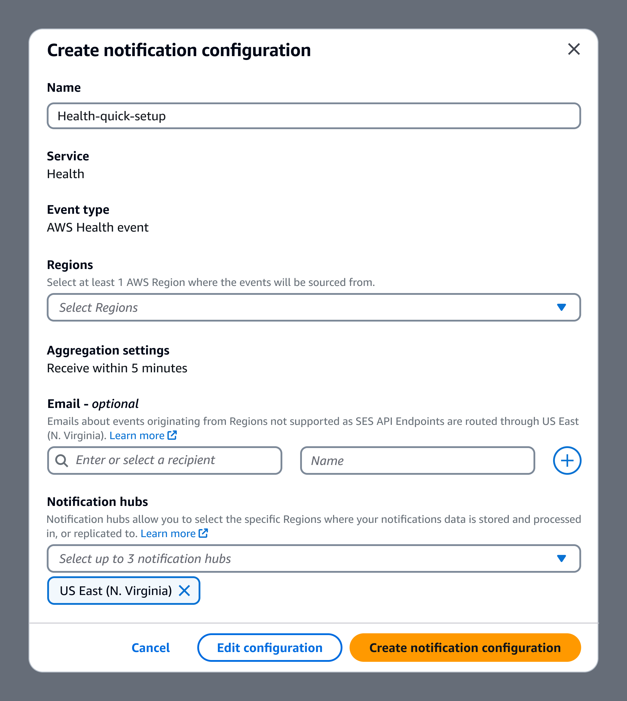 Quick setup modal