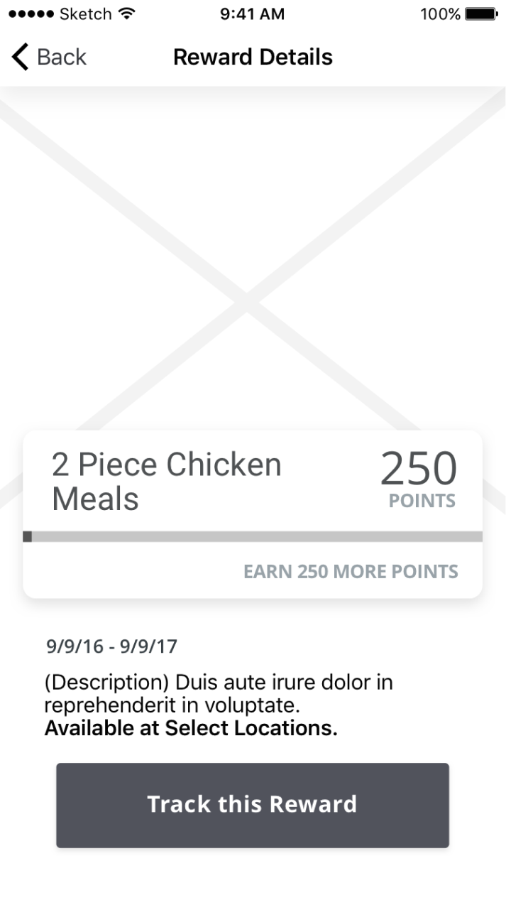 Reward details wireframe
