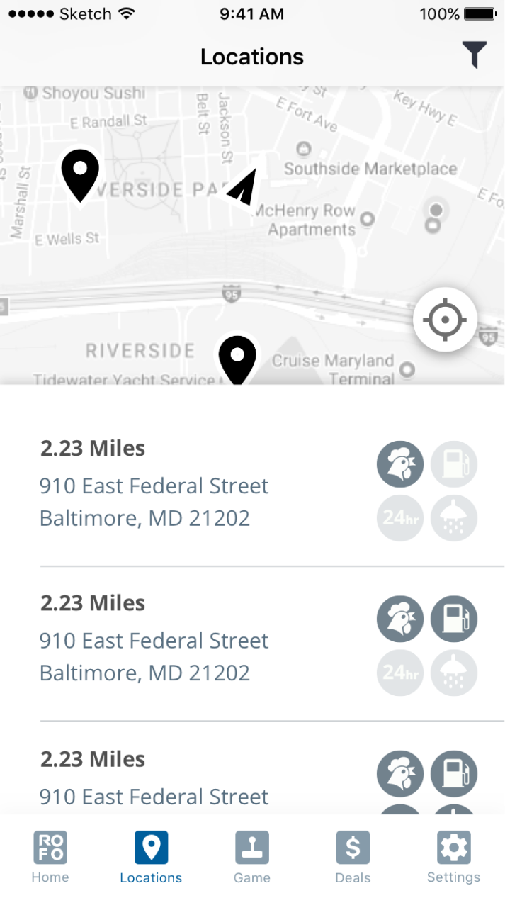 Store locator wireframe