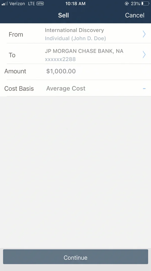Legacy sell flow, step 4